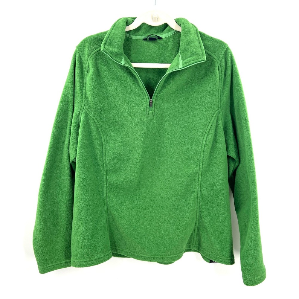 Lands' End spring green 1/4 zip fleece jacket gorpcore polartech aircore 100 XL